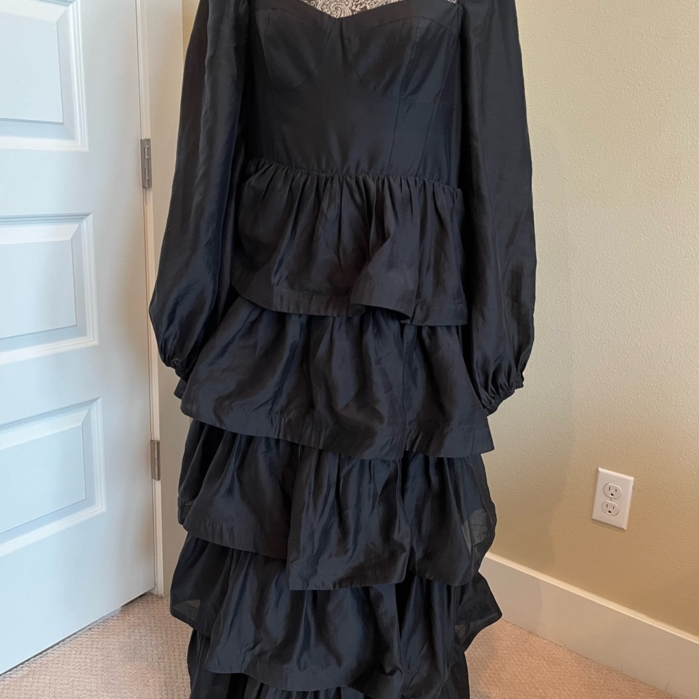 & Other Stories Los Angeles Atelier Black Ruffled, Sweetheart Neck Dress size 10 - Picture 8 of 10